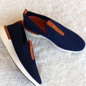 Wolf & Shepherd Preppy Men's Swift Knit Navy Slip-on Sneakers